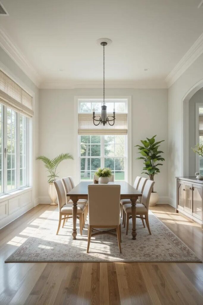 Open concept dining room filled with natural light, creating a welcoming and spacious feel.